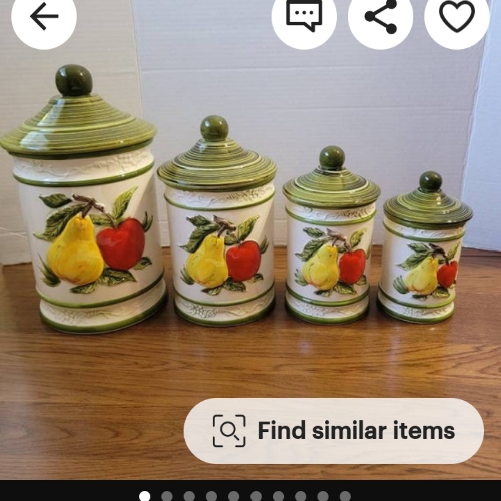 Vintage MCM 3D Apple Pear Ceramic Canister Set